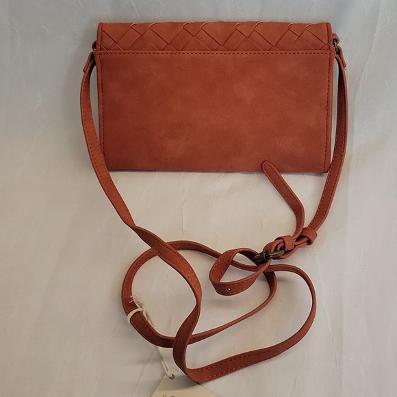 Universal Thread Crossbody Handbag Orange Weave Small - Picture 5 of 5